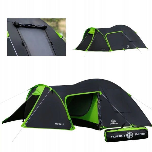 Tienda iglú Peme Taurus 3 impermeable para 3 personas con vestíbulo