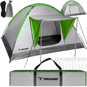 Tienda turística Trizand Montana impermeable para 4 personas con toldo