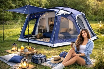 Tienda familiar Orlando XXL de 24 m² para 8 personas con suelo integrado