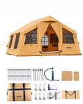 Tienda inflable Vevor amarilla para 8–12 personas con 2 ventanas de techo