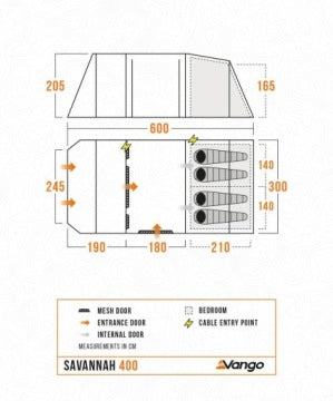Tienda familiar Vango Savannah 400 Package para 4 personas