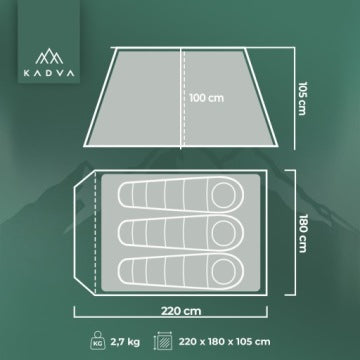 Tienda ligera Kadva Tartuga 3 auto desplegable para 3 personas