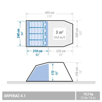 Tienda de camping Quechua Arpenaz 4.1 para 4 personas