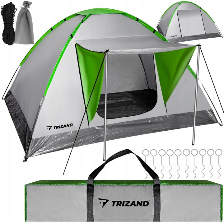Tienda turística Trizand Montana impermeable para 4 personas con toldo