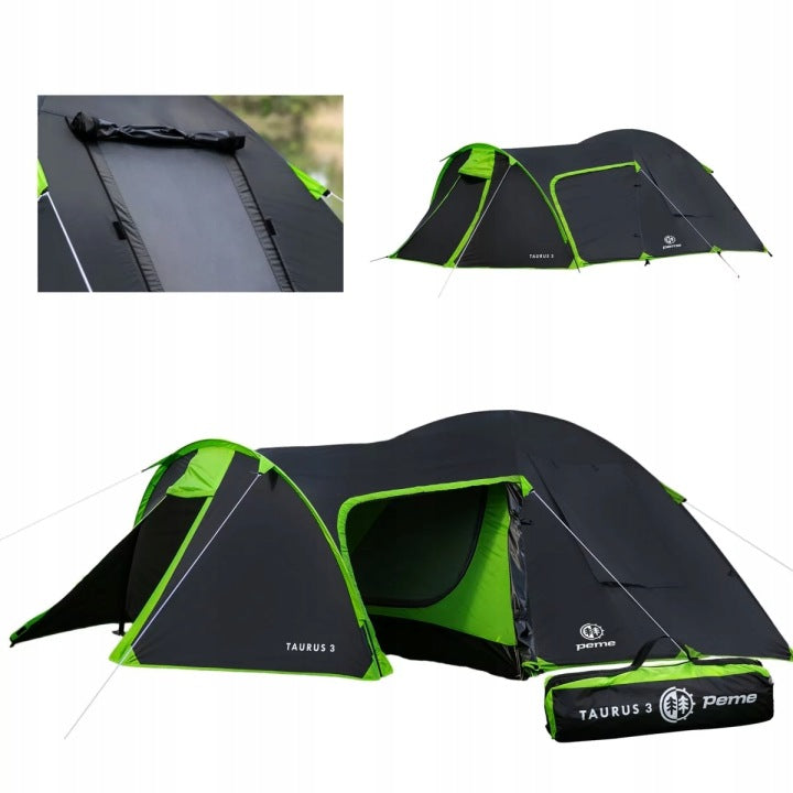 Tienda iglú Peme Taurus 3 impermeable para 3 personas con vestíbulo
